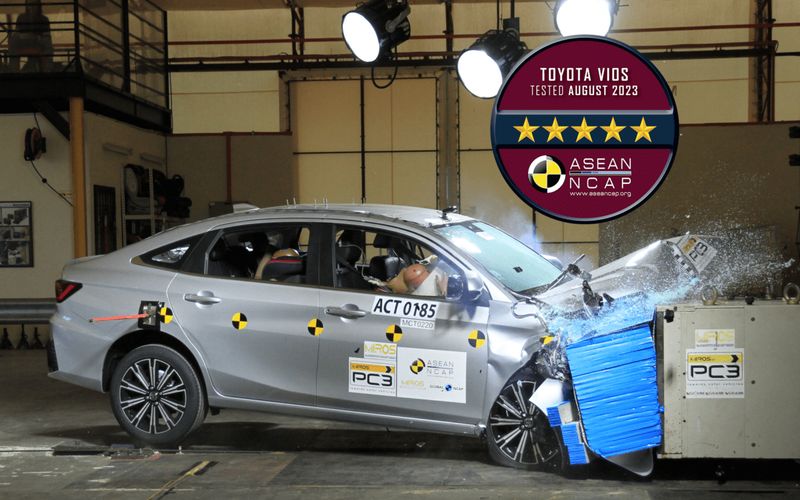 Ujian perlanggaran ASEAN NCAP 5 Bintang Toyota Vios di makmal MIROS